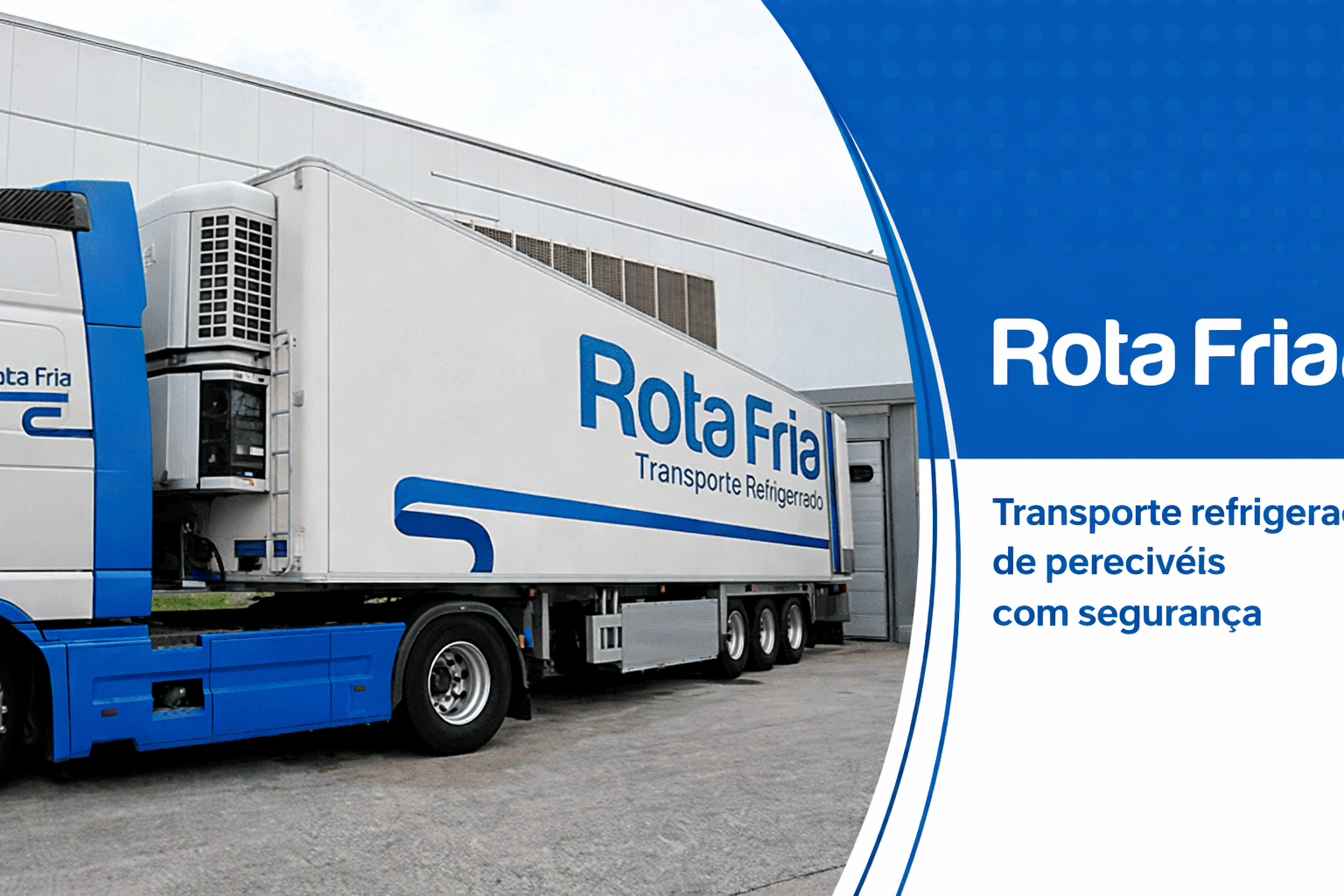 Caminhão refrigerado em rodovia, tons frios e aparência premium